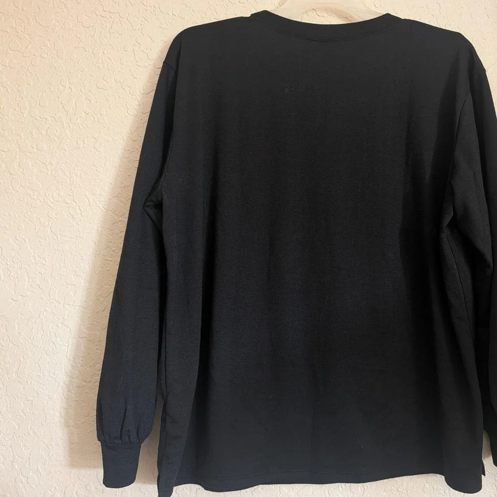 SHOL Los Angeles Black 3D Floral Applique Long Sleeve Puff Top 3X NWT